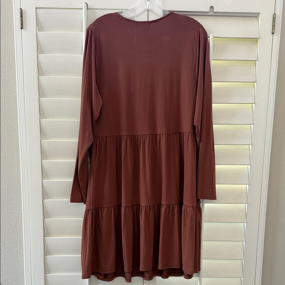 Love, Fire Chocolate Tiered Long Sleeve Dress - Picture 2 of 3
